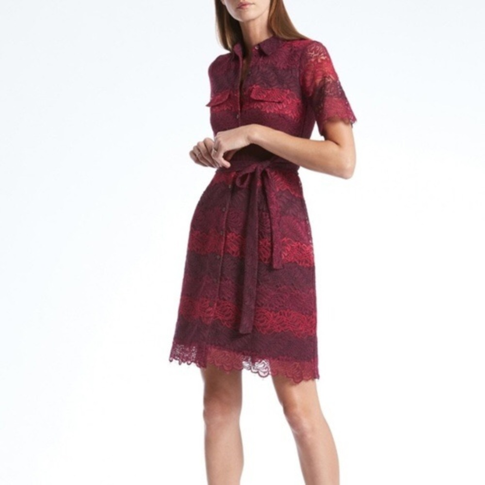 Banana Republic ombre pink lace dress